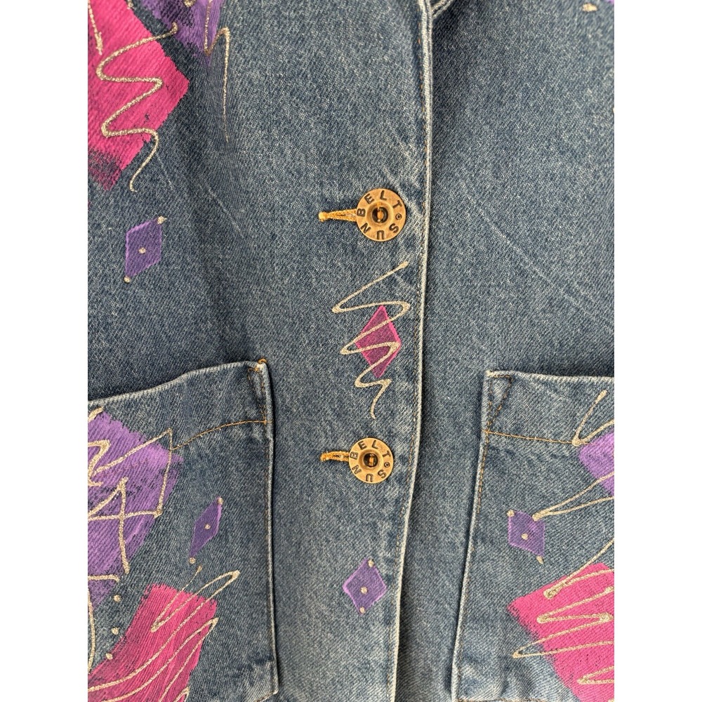 Vintage Sunbelt Sportswear Painted Denim Jacket Size‎ Medium - Picture 7 of 16
